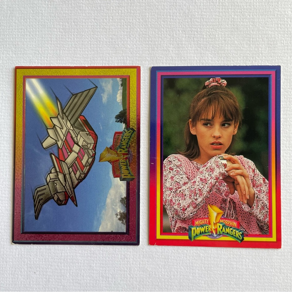 1994 VINTAGE POWER RANGERS Pink Ranger & Pterodazctyl Dinozord Card Lot Of 2ea